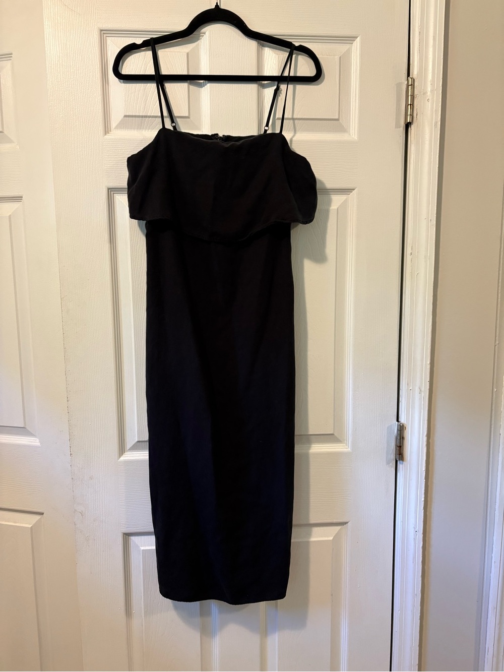 Anthropologie Black Spaghetti Strap Midi Dress Linen Blend